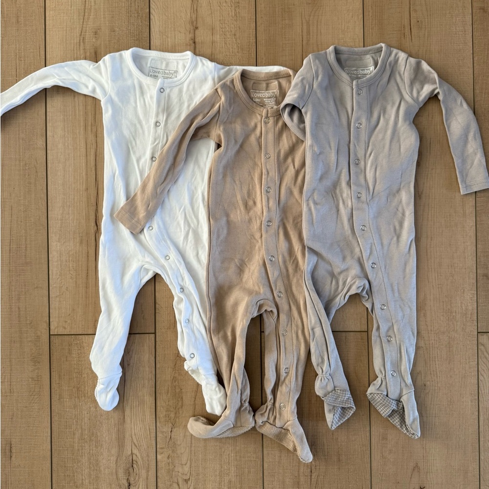 L'ovedbaby Kids Footies - White, Tan, Gray